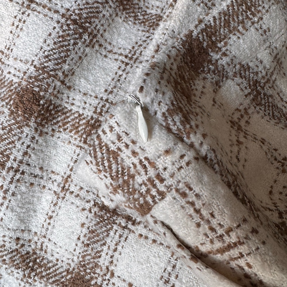 Plaid Tweed Mini Skirt in Cream and Brown - Picture 4 of 4